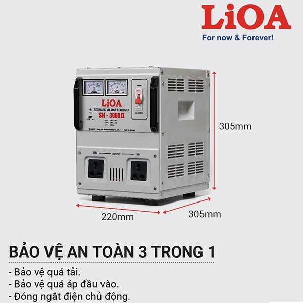 Thông số kỹ thuật ổn áp LiOA SH-3000II