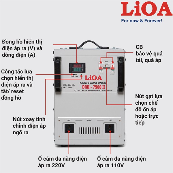 Hướng dẫn sử dụng ổn áp LiOA 7.5KVA dải 50V