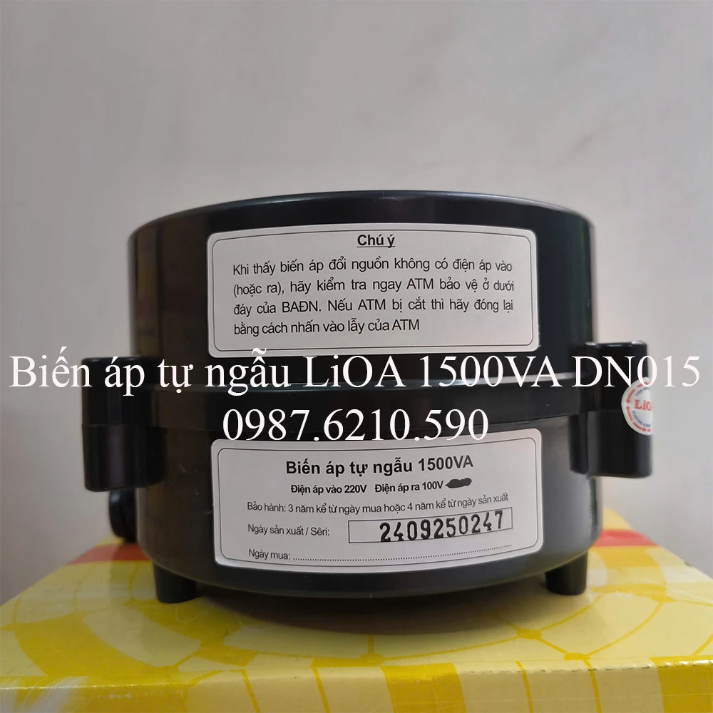 Biến Áp Tự Ngẫu LiOA 1500VA DN015 – Bộ Đổi Nguồn 1,5KVA