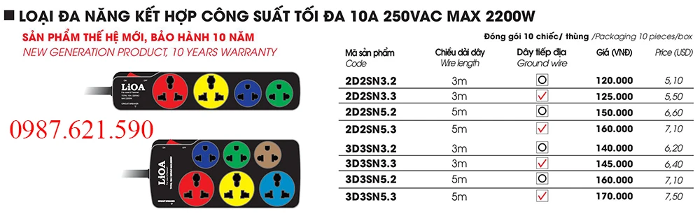 Ổ cắm kéo dài đa năng kết hợp