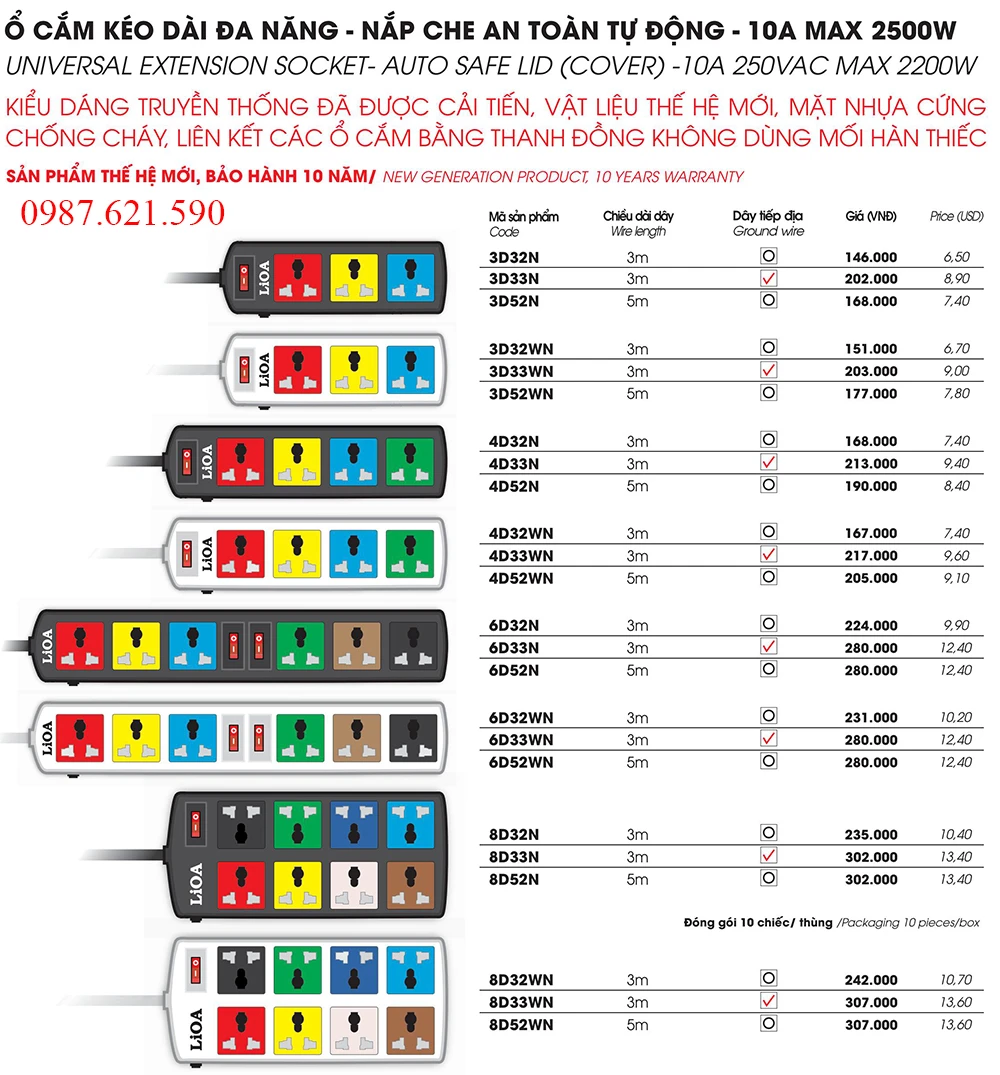 Ổ cắm kéo dài đa năng truyền thống